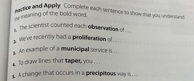 I need help with completing these 5 sentences they have to combine!!-example-1