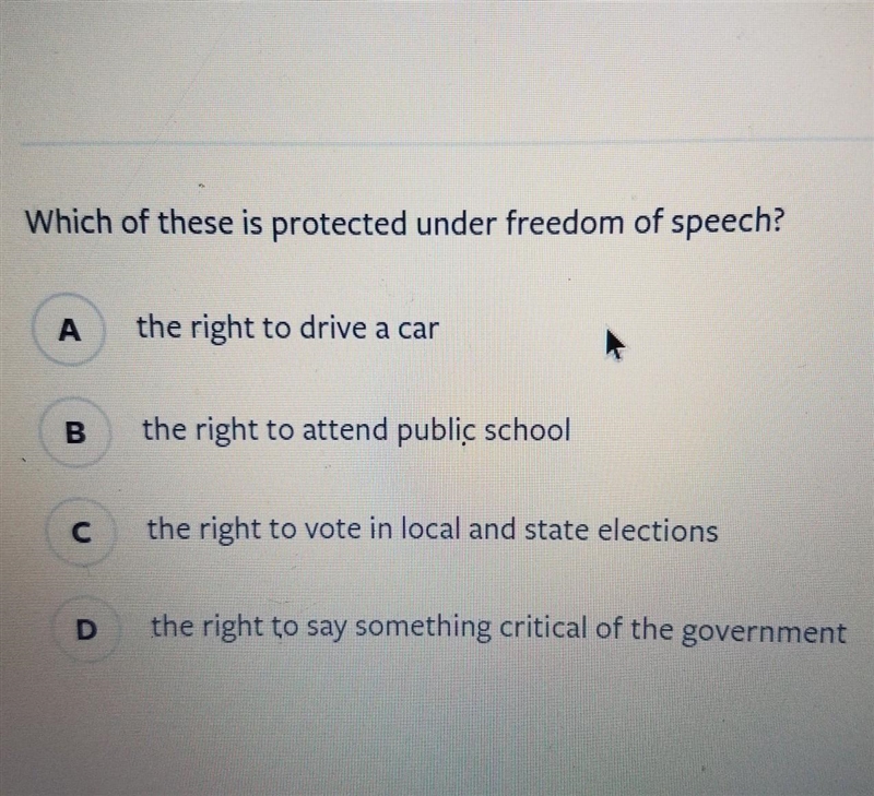 Which of these is protected under freedom of speech ​-example-1