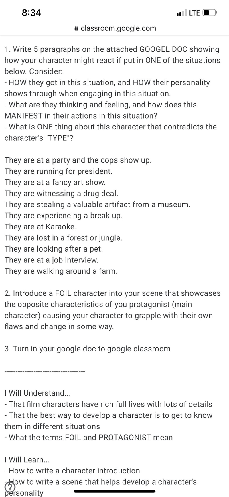 This is for my video tech class . Write a story with the following instructions in-example-1