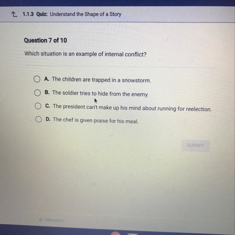 Which situation is an example of internal conflict-example-1