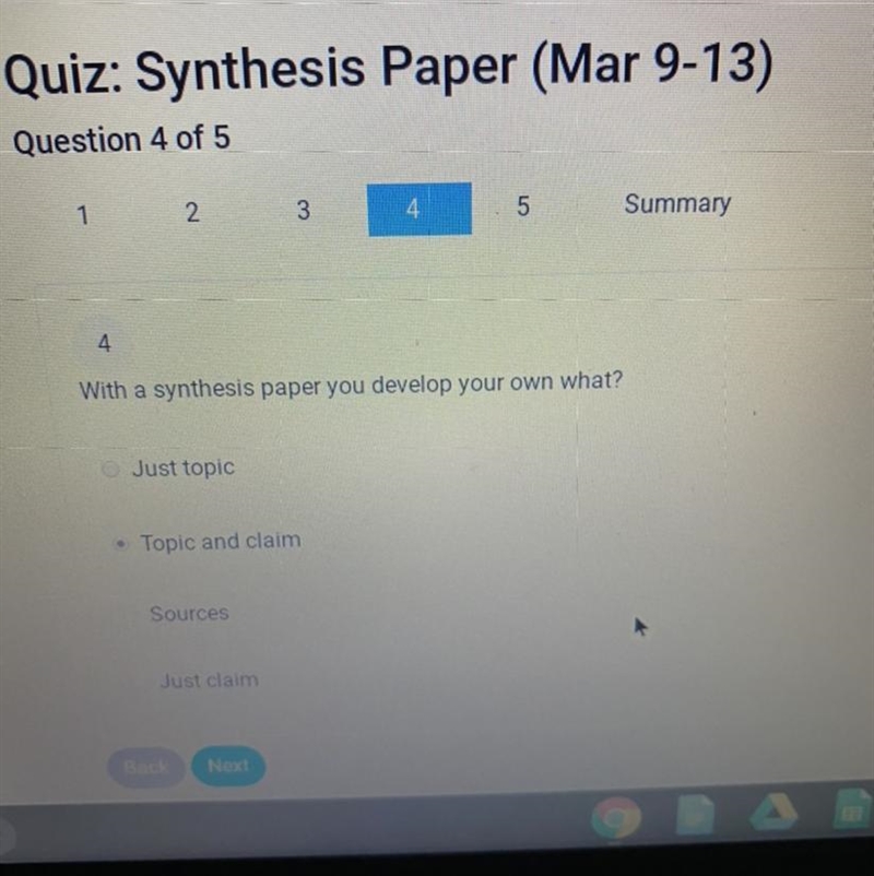 With a synthesis paper you develop your own what?-example-1