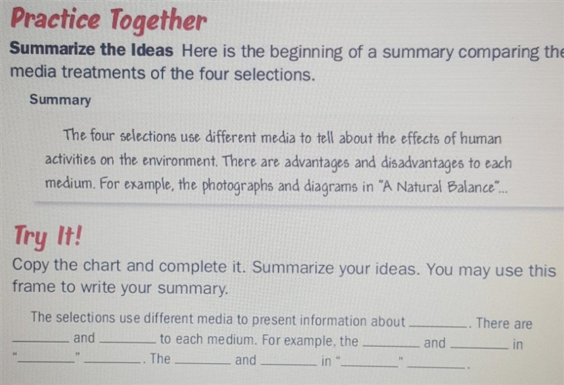 Copy the chart and complete it. Summarize your ideas.​-example-1