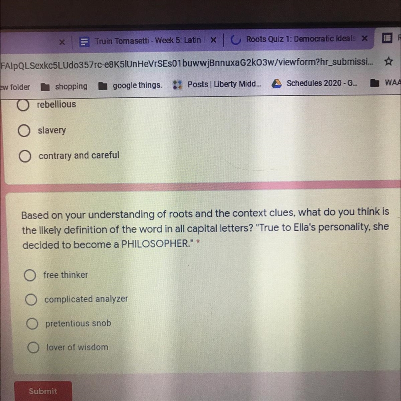 Based on your understanding of roots and the context clues, what do you think is the-example-1