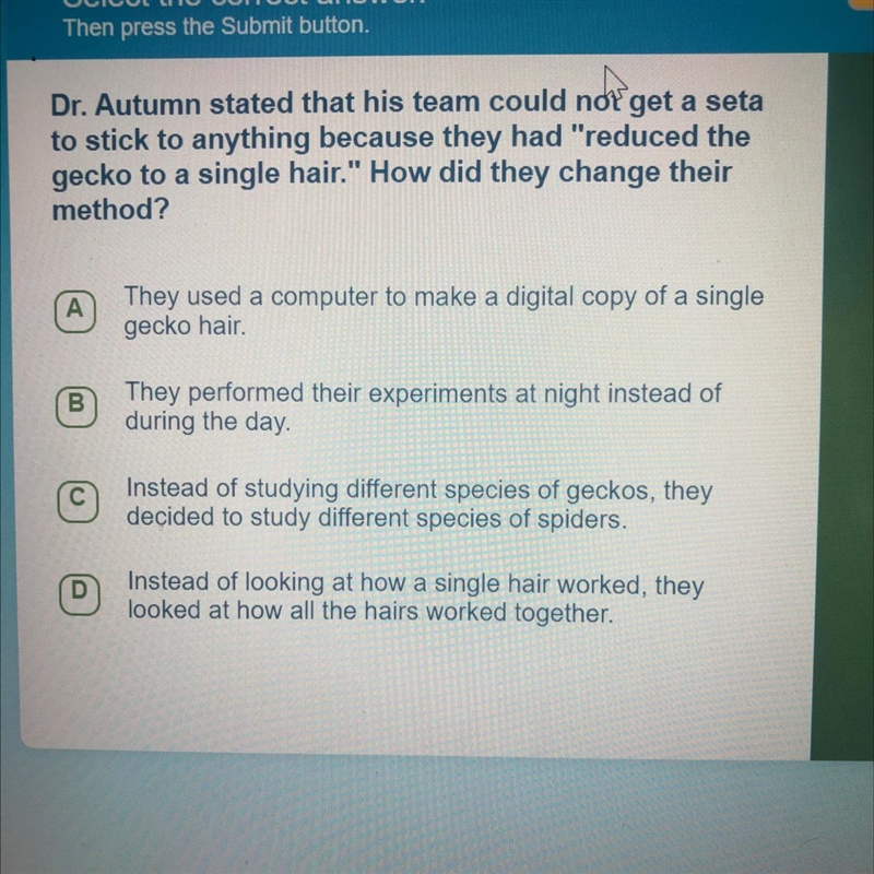 Dr.Autumn stated that his team could not get a sets to stick to anything because they-example-1