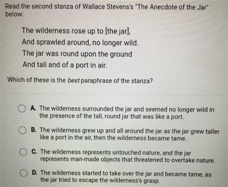 Which of these is the best paraphrase of the stanza?-example-1