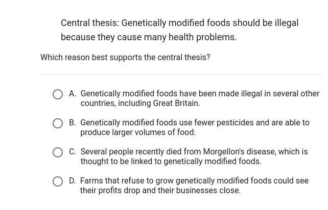 Wich reason best supports the central thesis-example-1