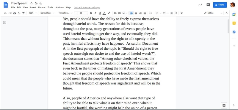 I am writing an essay about freedom of speech and if a person has hateful speech towards-example-1