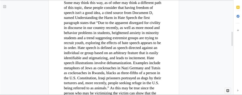 I am writing an essay about freedom of speech and if a person has hateful speech towards-example-3