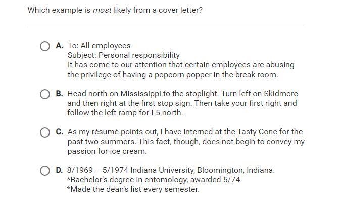 Which example is most likely from a cover letter?-example-1