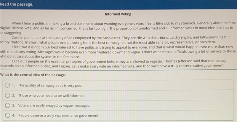 Informed voting what is the central idea of the passage-example-1