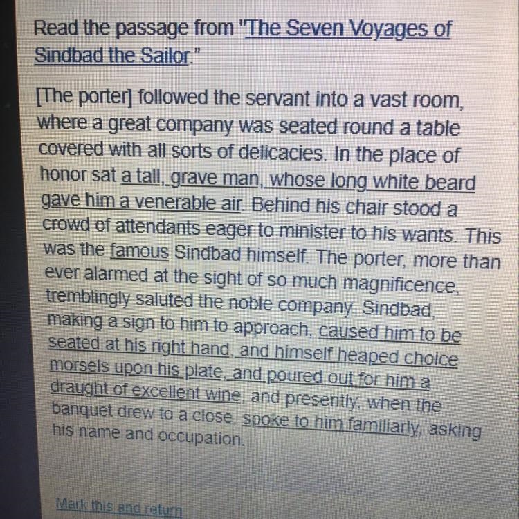 How do the underlined words and phrases in the passage create meaning? O They explain-example-1