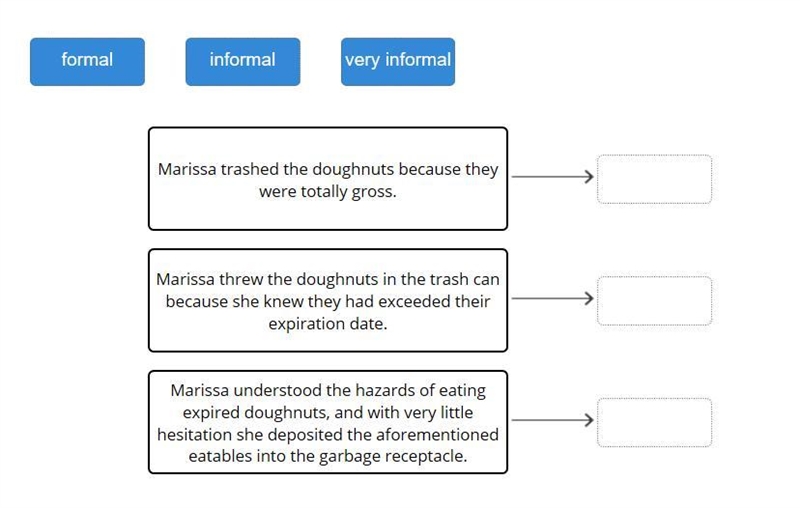 Drag the tiles to the correct boxes to complete the pairs. Match each sentence to-example-1