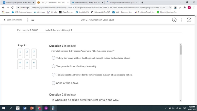 For what purpose did Thomas Paine write "The American Crisis?"-example-1