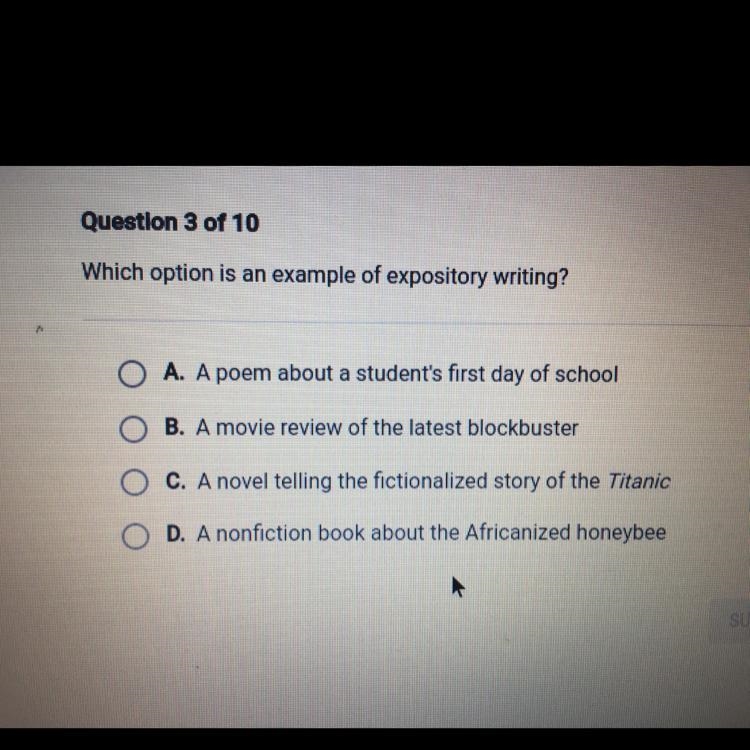 Which option is an example of expository writing-example-1