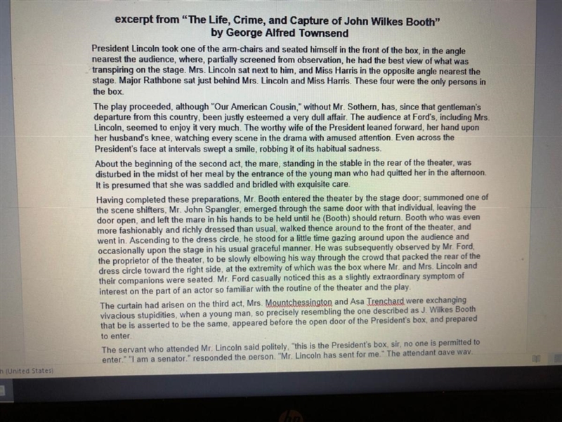 what is the central idea of “the life,crime,and capture of John Wilkes Booth”? How-example-1