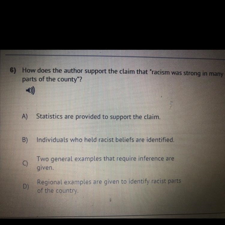 Please answer. How does the the author support the claim that racism was strong in-example-1