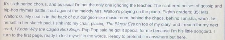 (Help needed please) The narrator’s motivation for reading in class is... A) escaping-example-1