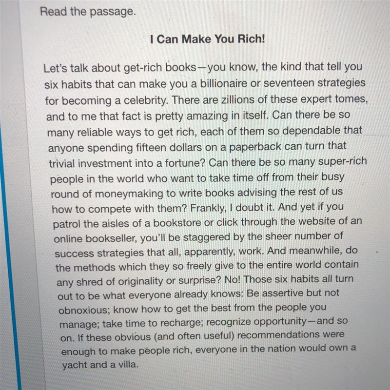 Read the passage “I can make you rich!” how does the phrase “zillions of these expert-example-1