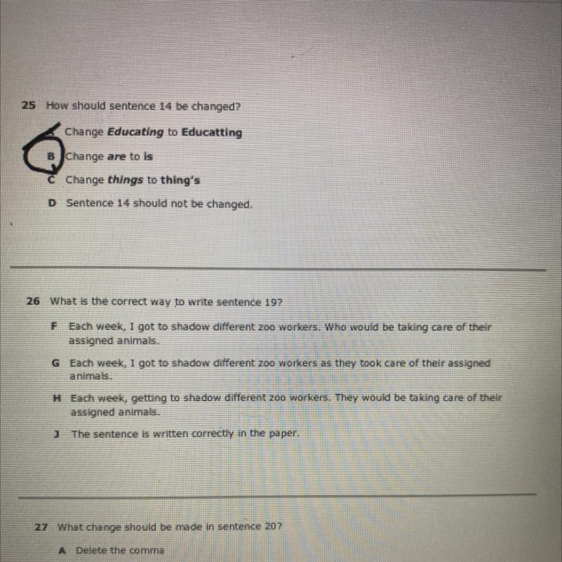 YOU DONT NEED THE STORY! 26 What is the correct way to write sentence 197 F Each week-example-1