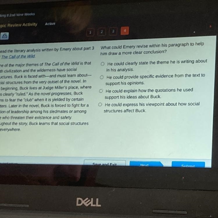 Read the literary analysis written by Emery about part 3 of The Call of the Wild One-example-1