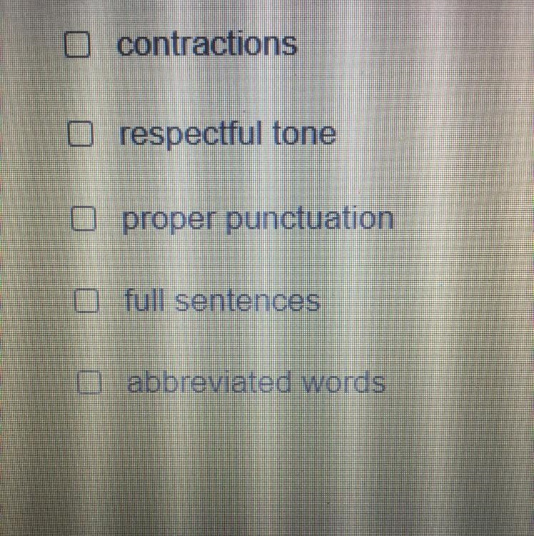 What are some characterstics of infomal writing? Select the two correct answer-example-1