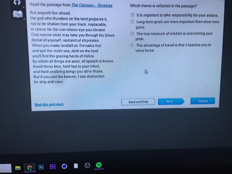 Which theme is reflected in the passage ?-example-1