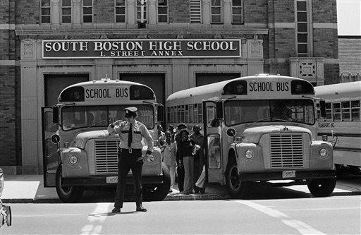 Look at the photo and read the text. Then, answer the question. On May 30, 1974, buses-example-1