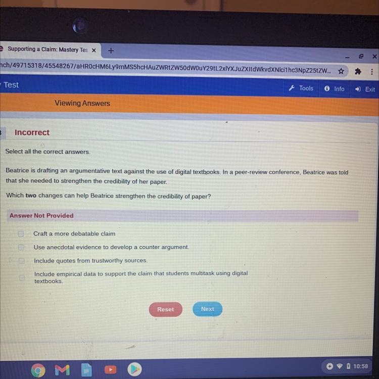 Select all the correct answers. Beatrice is drafting an argumentative text against-example-1