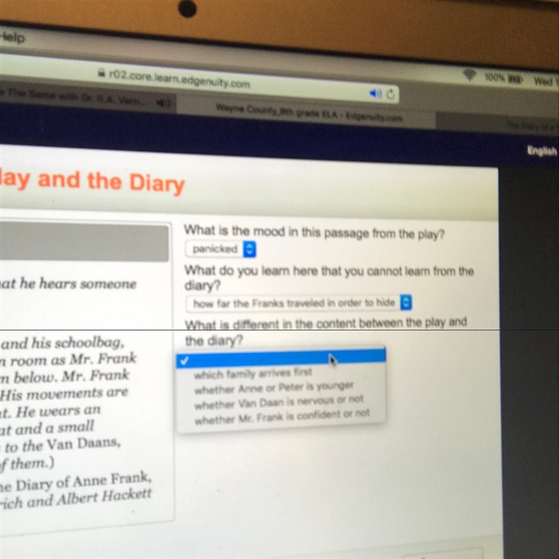 What is different in the content between the play and the diary’-example-1