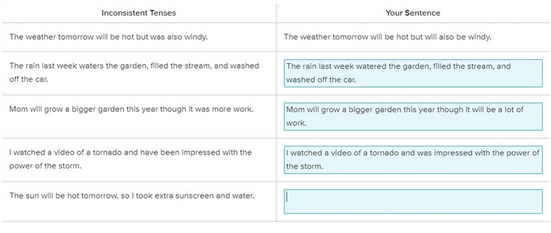 I really need help. Please rewrite the last sentence with consistent tenses please-example-1