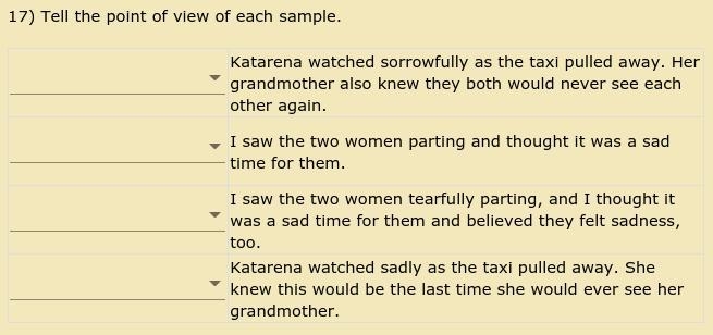 17) Tell the point of view of each sample.-example-1