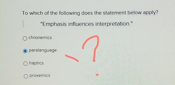 To which of the following does the statement below apply? "Emphasis influences-example-1