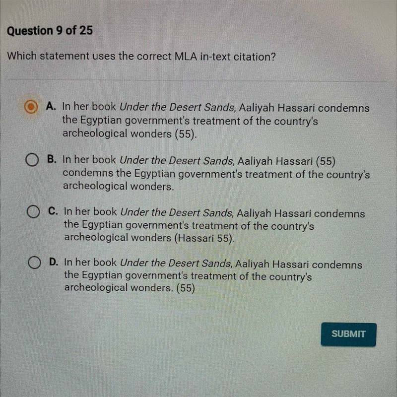 Which statement uses the correct MLA in text citation?-example-1