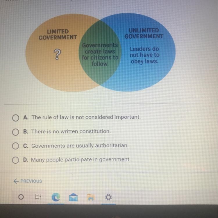 Which statement best completes the diagram? A. The rule of law is not considered important-example-1