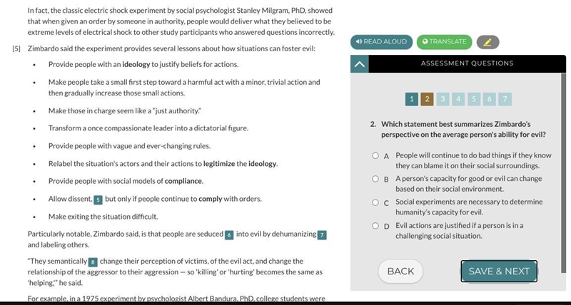 Which Statment best summarizes Zimbardo's perspective on the average person's ability-example-2