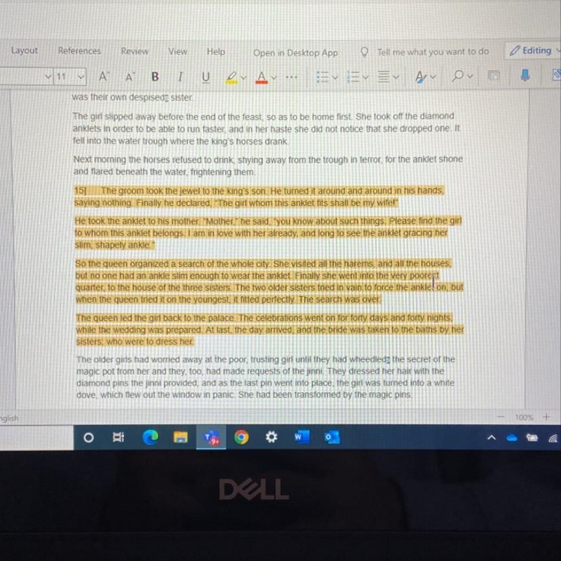 6. Rewrite paragraphs 15-18 in the story The Anklet (highlighted in yellow) from the-example-1