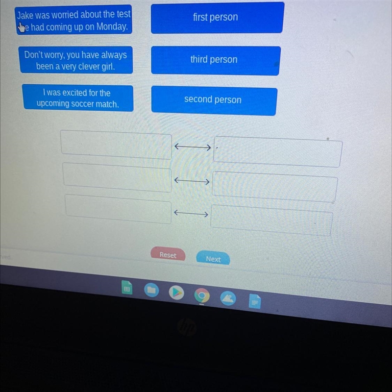 Drag the tiles to the correct boxes to complete the pair match each sentence to the-example-1