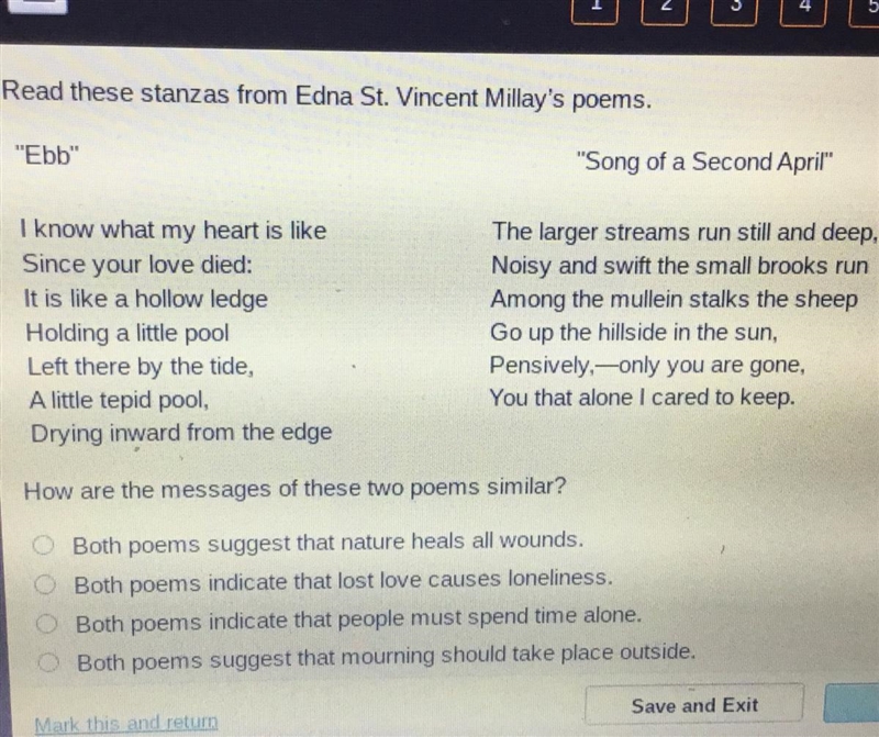 Read these stanzas from Edna St. Vincent Millay’s poems. (The picture) How are the-example-1