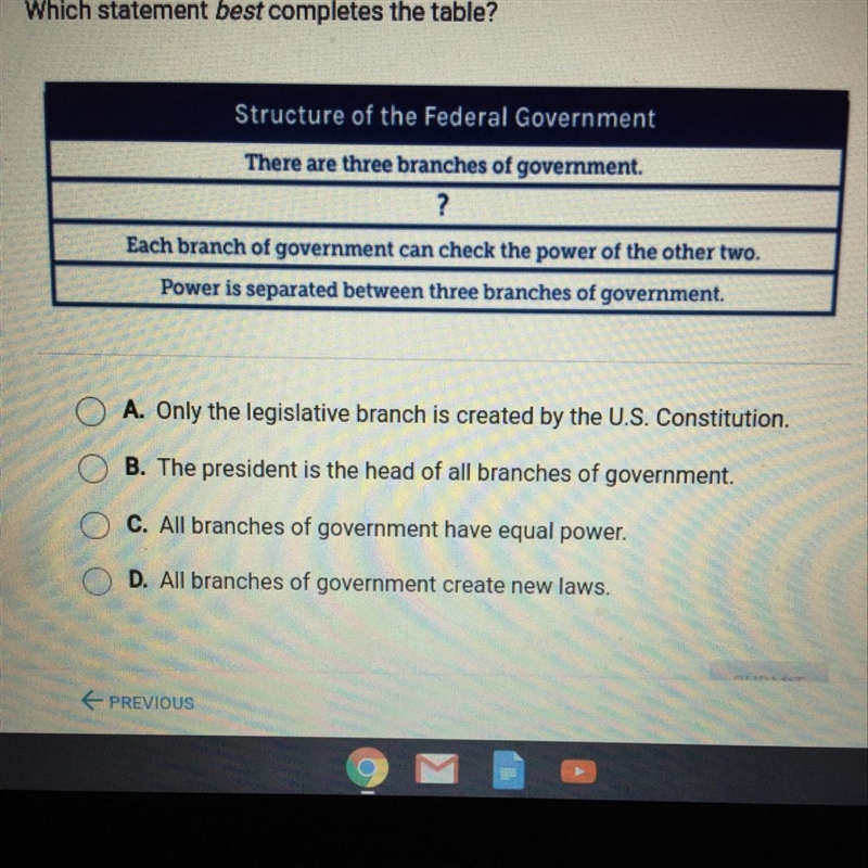 I NEED HELP ! Structure of the Federal Government There are three branches of government-example-1