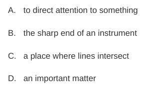 I NEEEDDD HELPPPPP!!!!!!! The word point, underlined in the passage, has several possible-example-2