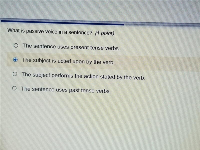 Well I think its B because the subject is acted upon the subject or verb. -.- (I'm-example-1