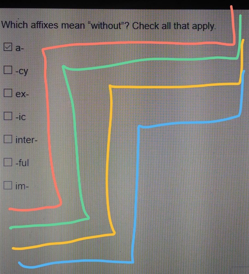 Which affixes mean "without"​-example-1