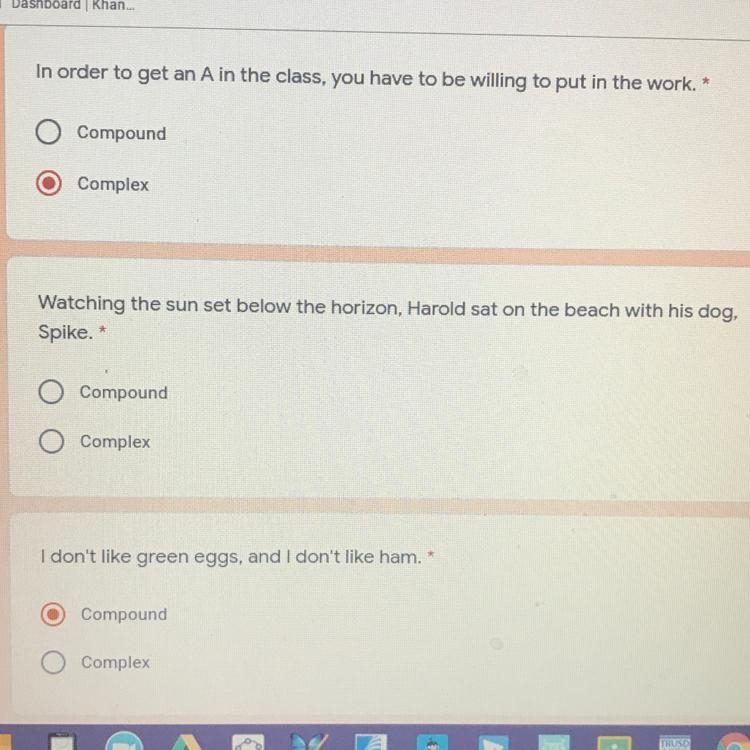 Are these 3 sentences compound or complex??-example-1