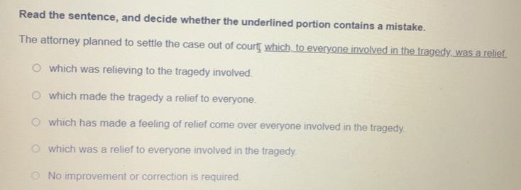 Read the sentence, and decide whether the underlined portion contains a mistake. The-example-1