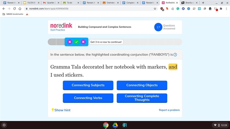 In the sentence below, the highlighted coordinating conjunction ("FANBOYS&quot-example-1