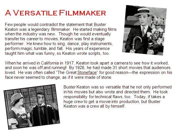 ￼ How do the photographs help you understand how Buster Keaton got the nickname “The-example-1