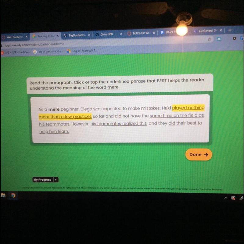 Read the paragraph. Cclick or tap the underlined phrase that BEST helps the reader-example-1