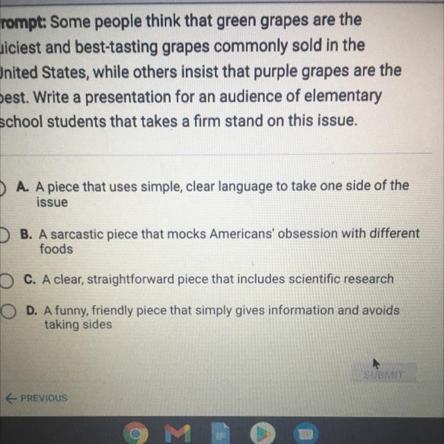 Which piece of writing is most appropriate for the task, purpose, and audience described-example-1