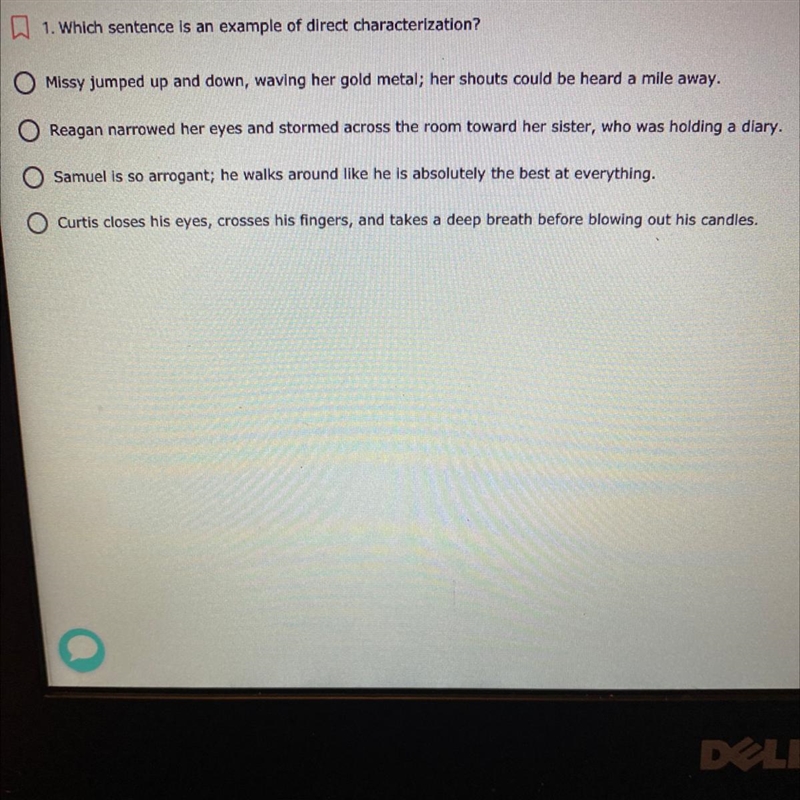 Which sentence is an example of direct characterization?-example-1