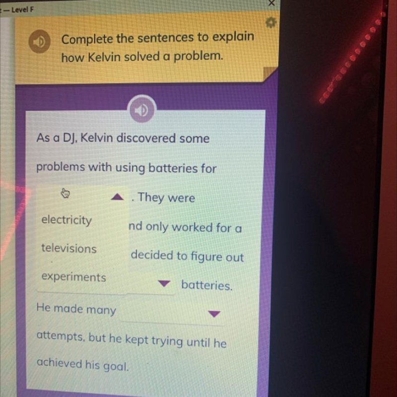 Please complete the sentences to explain how kevin solved a problem!!! Help please-example-1